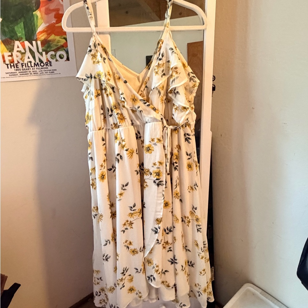 Torrid Cream Floral Wrap Dress